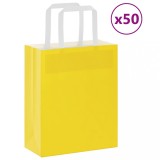 vidaXL Pungi de h&acirc;rtie 50 buc cu m&acirc;nere galbene 18x8x22 cm
