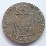 Germania Prusia 4 Groschen 1/6 thaler 1806 A argint William lll, Europa