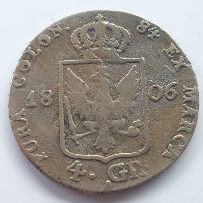 Germania Prusia 4 Groschen 1/6 thaler 1806 A argint William lll foto