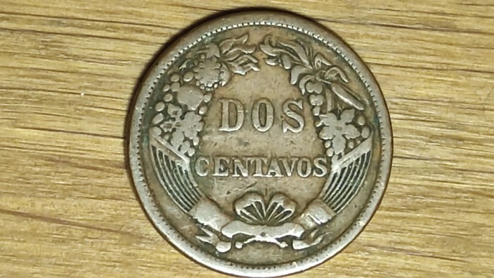 Peru -moneda colectie foarte greu de gasit- 2 centavos 1895 - varietate an unic