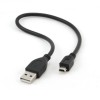 CABLU alimentare si date GEMBIRD, pt. smartphone, USB 2.0 (T) la Mini-USB 2.0 (T), 30cm, conectori auriti, negru, &quot;CCP-USB2-AM5P-1&quot; (timbru verde 0.08