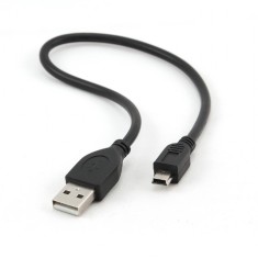 CABLU alimentare si date GEMBIRD, pt. smartphone, USB 2.0 (T) la Mini-USB 2.0 (T), 30cm, conectori auriti, negru, &quot;CCP-USB2-AM5P-1&quot; (timbru verde 0.08