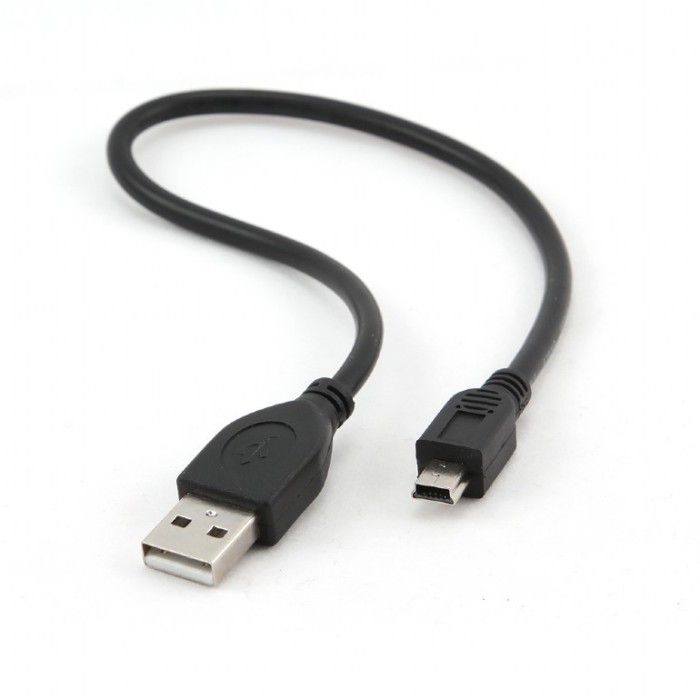 CABLU alimentare si date GEMBIRD, pt. smartphone, USB 2.0 (T) la Mini-USB 2.0 (T), 30cm, conectori auriti, negru, &quot;CCP-USB2-AM5P-1&quot; (timbru verde 0.08