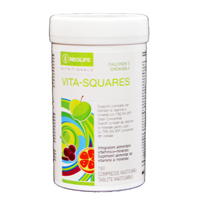 Vita-Squares 180 de tablete masticabile Integrator nutritional de multiminerale si de vitamine pentru copii