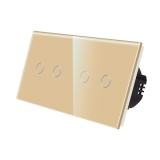 Cumpara ieftin Intrerupator touch dublu+dublu din sticla, auriu, Luxion
