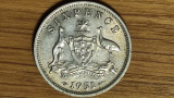 Australia -moneda argint - 6 pence 1951 PL -George VI- serie rara fara IND:IMP, Australia si Oceania