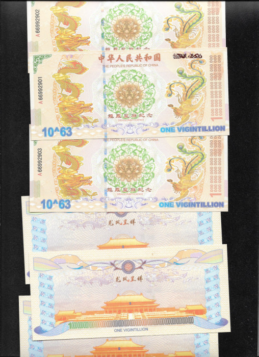 China 1 vigintillion 10^63 Phoenix &amp; Dragon UV pret pe bucata