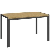 Outsunny Masă de grădină rectangulară 4 persoane din oțel și blat din rășină imit&acirc;nd răchita PE, dim. 120L x 70l x 72&Icirc; cm | Aosom Romania