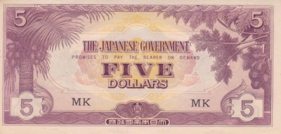 Bancnota Malaya 5 Dolari (1942) - PM6c UNC ( ocupatia japoneza - vezi descriere ) foto