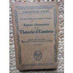 Expose elementaire de la theorie d&#039;Einstein - Jean Becquerel