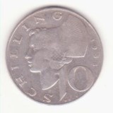 Monedă argint Austria 10 schillingi 1958