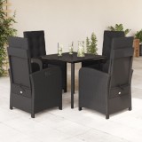 vidaXL Set mobilier de grădină cu perne, 5 piese, negru, poliratan 3212536