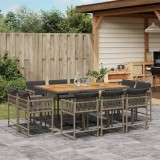 vidaXL Set mobilier de grădină cu perne, 11 piese, gri, poliratan 3211574