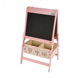 Tabla de Scris Copii U-Grow Pink Forest 2 in 1: Alba cu Rola Hartie si Neagra cu Creta, 54x45x93 cm