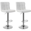 SONGMICS Set 2 scaune bar reglabile pe inaltime, cu spatar, sezut PU si suport picioare, rotatie 360&deg;, 38x45x115 cm, alb Household NewTrend