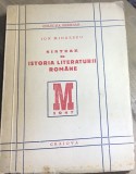 F.1 Carte Sinteze de istoria literaturii romane - I. Mihaescu (1947) Ed Meridian Craiova. Colectie veche, stare uzata, vezi poze.