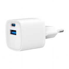 ALIMENTATOR retea 220V GEMBIRD, universal, 1 x USB Type-C D 20W, 1 x USB-A 3.0 QC 20W, alb, &quot;TA-UC-PDQC20-W-01&quot; (timbru verde 0.18 lei)