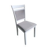 Scaun tapitat de living si bucatarie, KL Oman din lemn masiv, stofa,120 kg, 44x50x90 cm, alb/gri