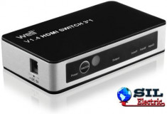 Switch HDMI 3 intrari 4K V1.4 cu telecomanda Well foto