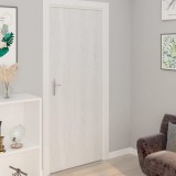 vidaXL Folie Ușă Autoadezivă Lemn Alb 210x90cm PVC (Set 2 Bucăți) - Folie Decorativă Mobilier, Aspect Rustic