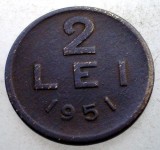 R.009 ROMANIA RPR 2 LEI 1951 Copper-Nickel-Zinc
