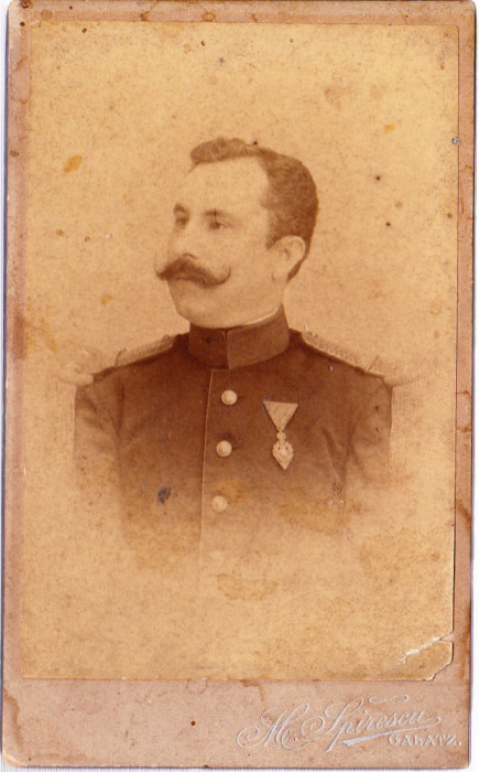 AMS$ - FOTOGRAFIE / CDV ATELIER M. SPIRESCU, GALATZ (GALATI), ofiter / militar