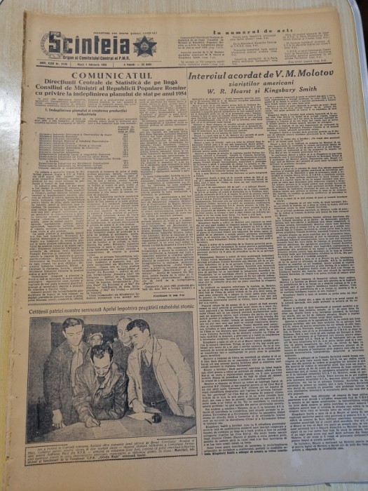 scanteia 1 februarie 1955-romania semneaza impotriva razboiului atomic