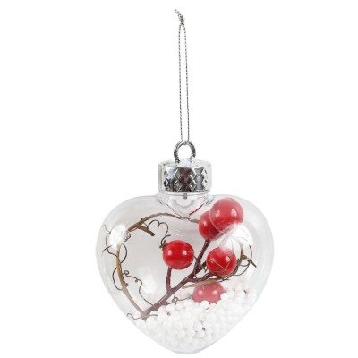 Decoratiune Craciun, tip inima, alb + rosu, plastic, 11 cm, SYDD-0321 foto