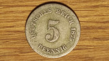 Germania - moneda de colectie istorica - 5 pfennig 1875 C - Frankfurt - rara!