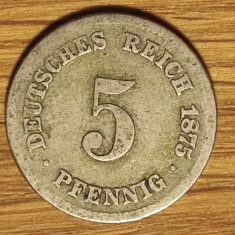 Germania - moneda de colectie istorica - 5 pfennig 1875 C - Frankfurt - rara!