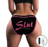 Bikini M/L Imprimati SLUT cu Glont Vibrator, Remote Control, 10 Moduri Vibratii, USB
