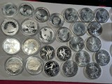 LOT 26 MONEDE ARGINT 999 - 1 Uncie - Dollar American, Dollar Canada, Australian Kangaroo, Yuan Chinese - Diverse - 808g - 13 lei/gr. !