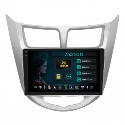 Navigatie 2K Hyundai Accent (2011-2016) 8GB RAM Android 13 Octacore Slot Sim 4G DSP GPS Wi-FI Carplay Android Auto USB Bluetooth Waze Touchscreen 9.5 foto