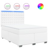 Cumpara ieftin Pat box spring cu saltea, alb, 140x200 cm, piele ecologica