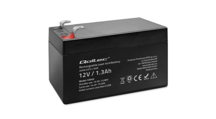 Baterie Qoltec AGM | 12V | 1.3Ah | max 18A