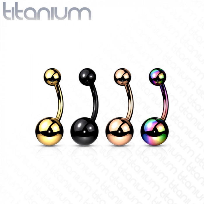 Piercing buric din titan - bile simple, culori diferite, acoperire PVD - Culoare: Negru