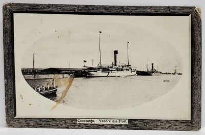 CONSTANTA , VAS ANCORAT IN PORT , CARTE POSTALA , PERIOADA INTERBELICA foto