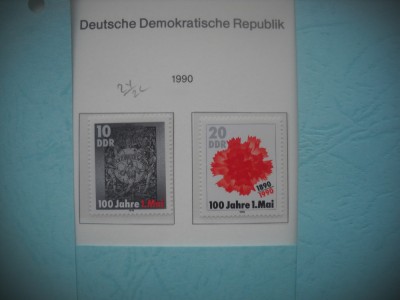 HOPCT TIMBRE MNH 1290 CENTENAR 1 MAI -PREOPAGANDA -2 VAL-1990-GERMANIA DDR/RDG foto