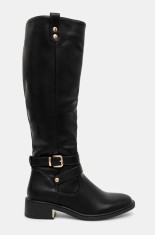 Answear Lab cizme femei, culoarea negru, cu toc plat, izolare usoara