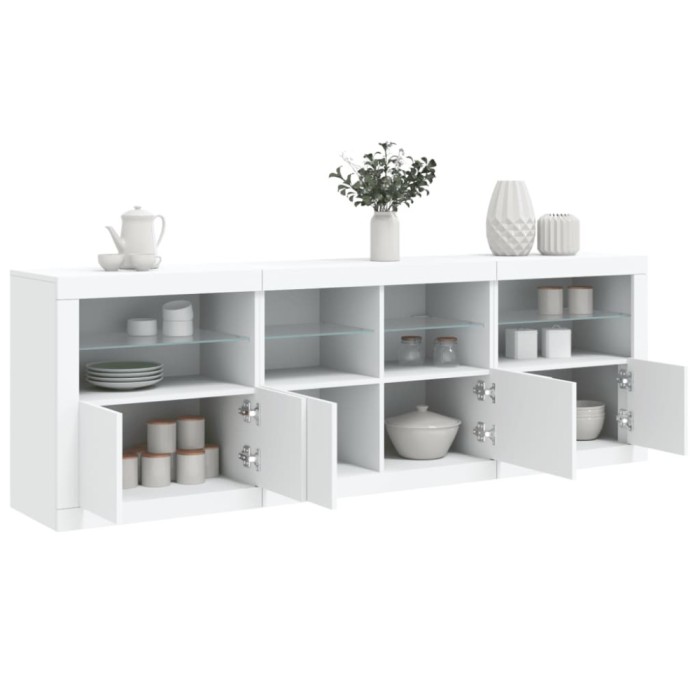 vidaXL Servantă cu lumini LED, alb, 202x37x67 cm