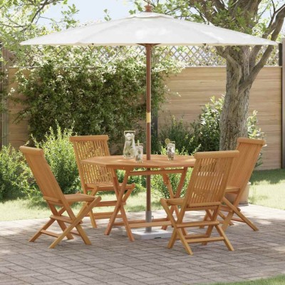 vidaXL Set de masă pentru grădină 5 pcs Maro Lemn masiv de tec 3385969 foto