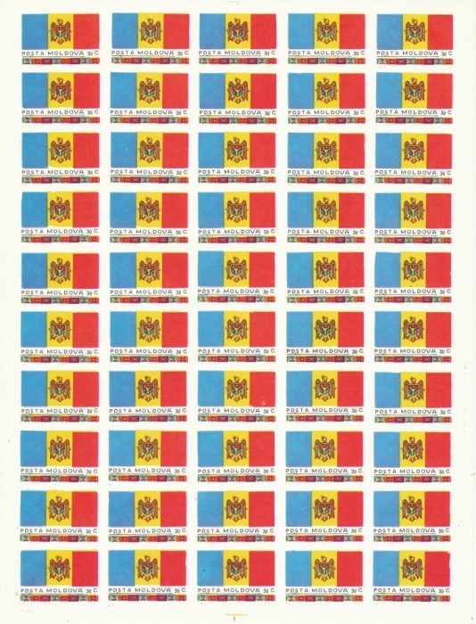 MOLDOVA 1991 - STEME, COLI DE 50 SERII NESTAMPILATE, N20/21