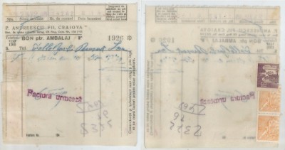 Romania, P Andreescu Fii, Bon pentru ambalaj, Craiova, 1941 foto