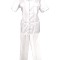 Costum Medical Pe Stil, Alb cu Elastan cu fermoar și garnituri stil Japonez, Model Ana - 4XL, M