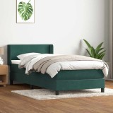 Cumpara ieftin Pat box spring cu saltea, verde &icirc;nchis, 80x220 cm, catifea
