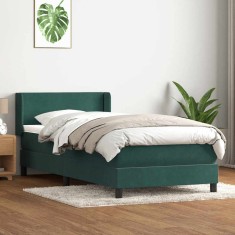 vidaXL Pat box spring cu saltea, verde &icirc;nchis, 80x220 cm, catifea 3317970