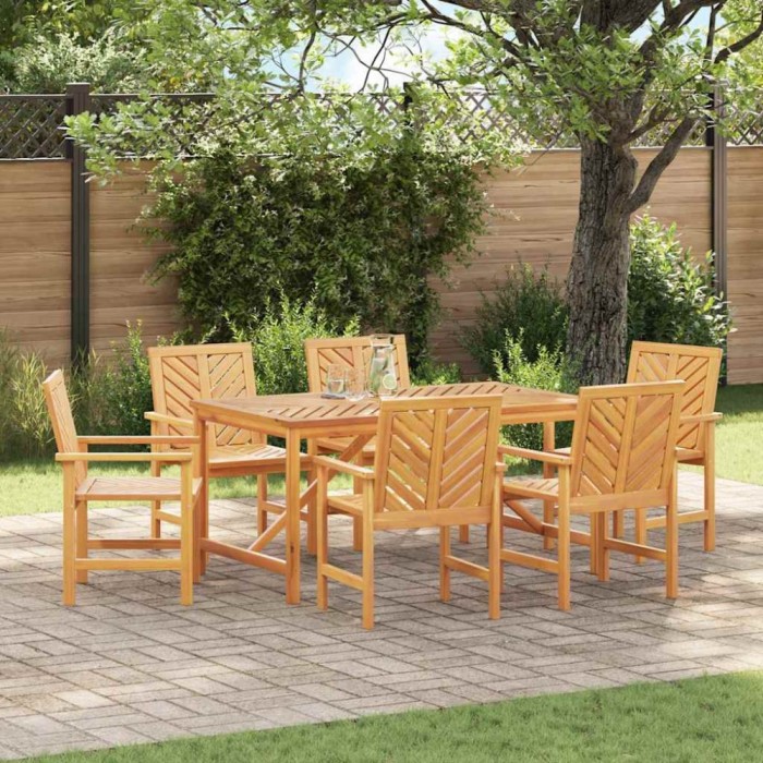 vidaXL Set de masă pentru grădină 7 pcs Maro 150 x 90 x 74 cm 3154107