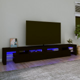 VidaXL Comodă TV cu lumini LED, negru, 260x36,5x40cm