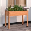 VidaXL Jardinieră cu roți&amp;căptușeală maro 118x59x76 cm lemn masiv brad 3157827
