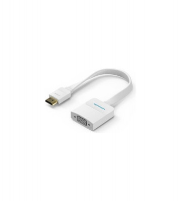 Convertor HDMI la VGA cu audio de 3.5mm și sursă de alimentare USB-Culoare Alb foto